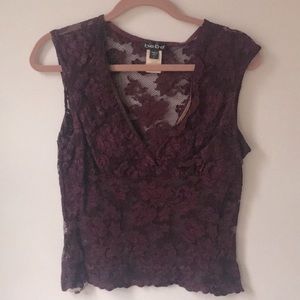 Bebe Lace Burgundy Tank Top size Large